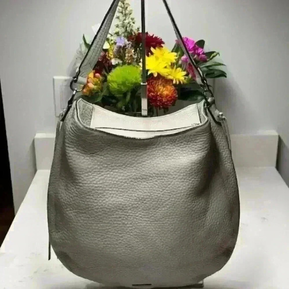 Rebecca Minkoff Gray Pebbled Leather Shoulder Hobo Bag - Picture 3 of 13